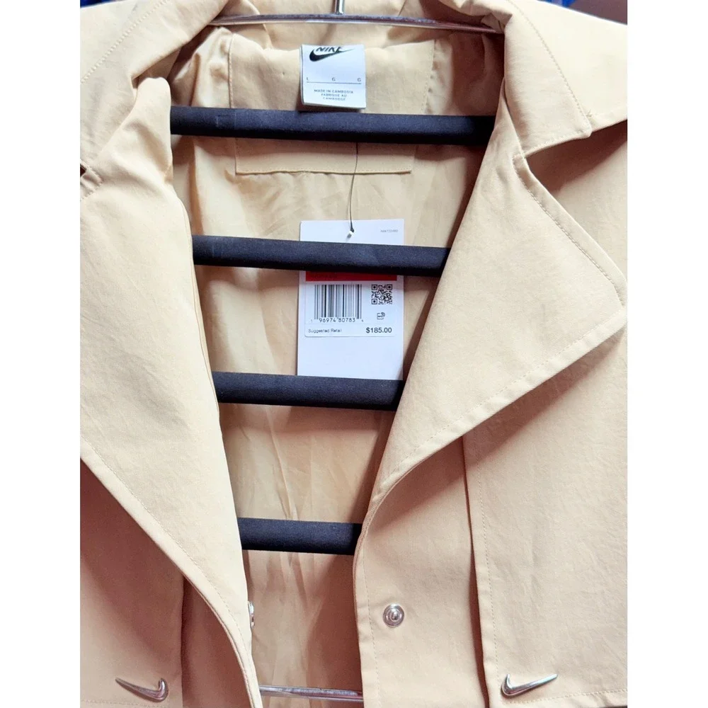Nike Serena Williams Women Ombre‎ Trench Coat Tan White Belted Jacket Large New